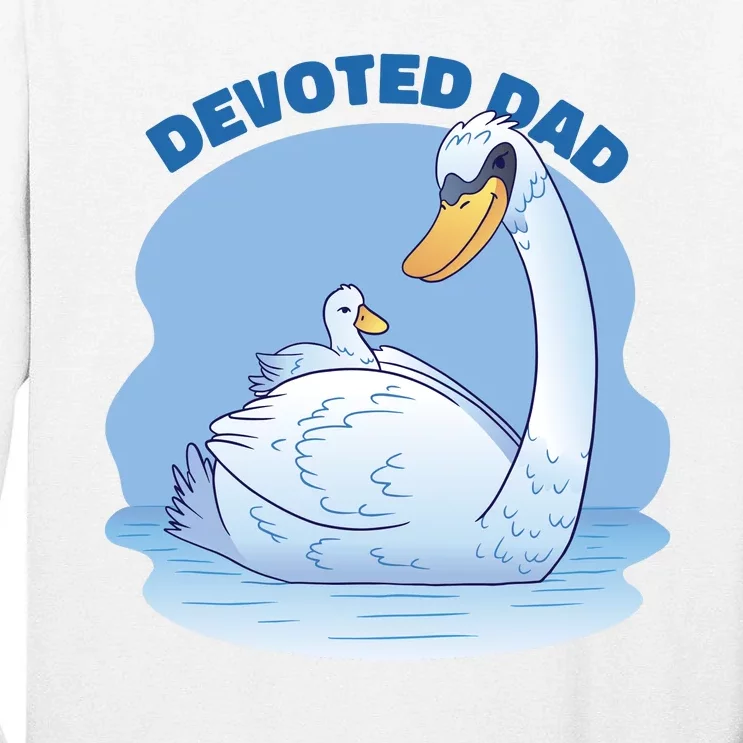 Devoted Dad Swan Fathers Day Gift Tall Long Sleeve T-Shirt