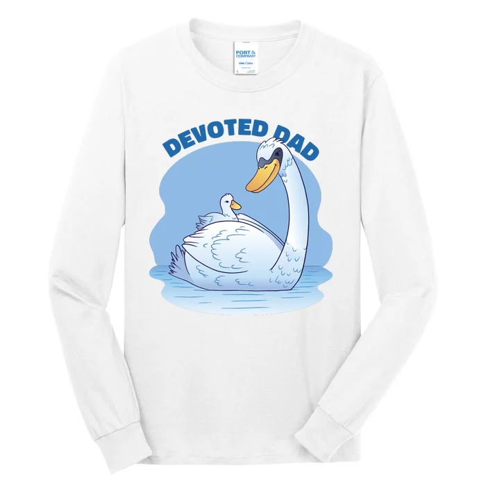 Devoted Dad Swan Fathers Day Gift Tall Long Sleeve T-Shirt