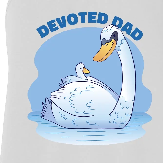 Devoted Dad Swan Fathers Day Gift Women's Racerback Tank