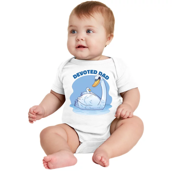 Devoted Dad Swan Fathers Day Gift Baby Bodysuit