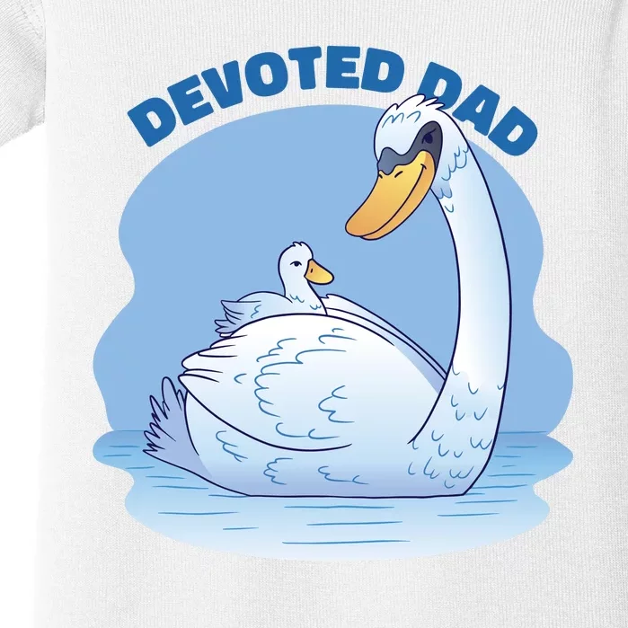 Devoted Dad Swan Fathers Day Gift Baby Bodysuit