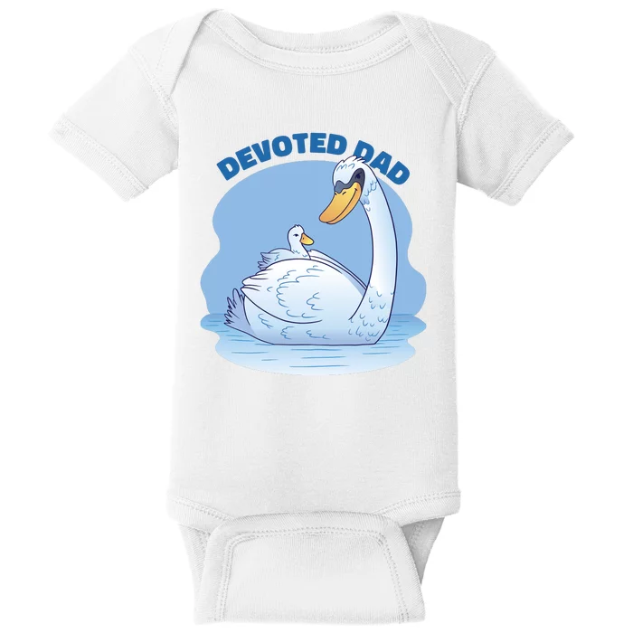 Devoted Dad Swan Fathers Day Gift Baby Bodysuit