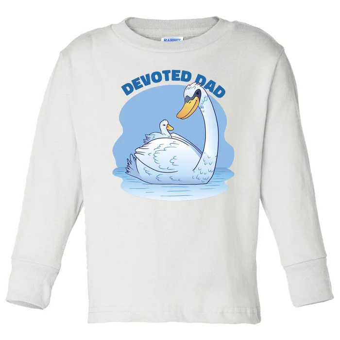 Devoted Dad Swan Fathers Day Gift Toddler Long Sleeve Shirt