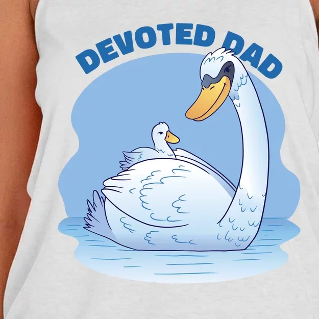 Devoted Dad Swan Fathers Day Gift Women's Knotted Racerback Tank