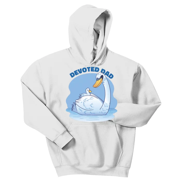 Devoted Dad Swan Fathers Day Gift Kids Hoodie