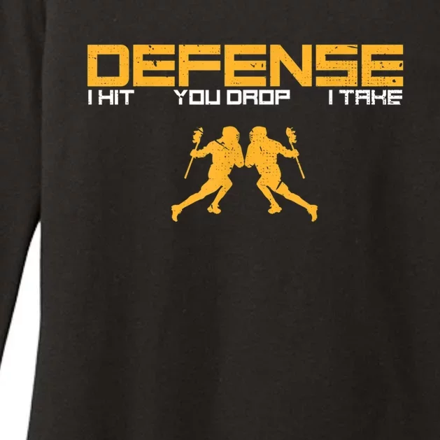 Defense Defender Stick Lacrosse Player Sports Graphic Print Womens CVC Long Sleeve Shirt