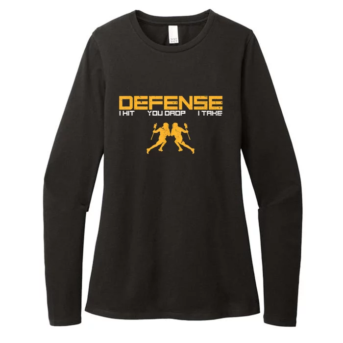 Defense Defender Stick Lacrosse Player Sports Graphic Print Womens CVC Long Sleeve Shirt