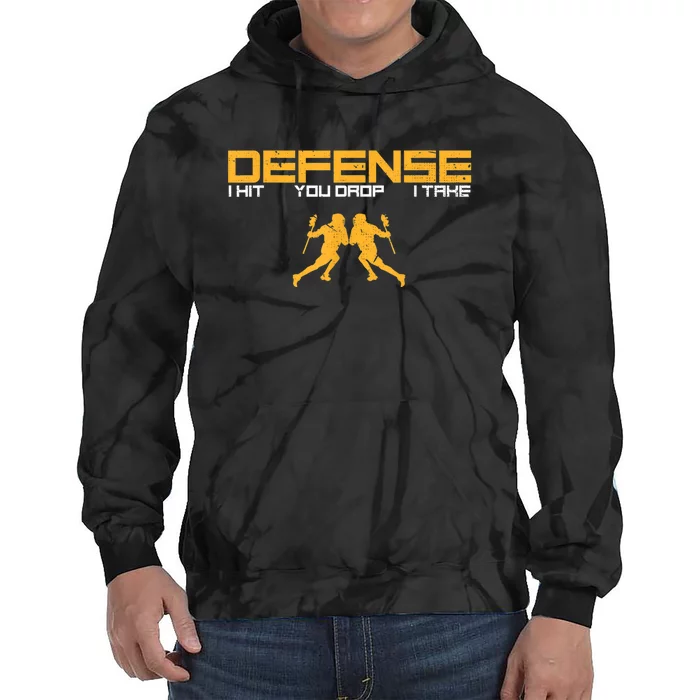 Defense Defender Stick Lacrosse Player Sports Graphic Print Tie Dye Hoodie