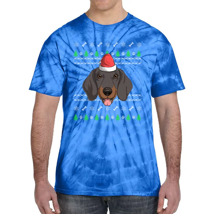 Dachshund Dog Santa Claus Ugly Christmas Xmas Holiday Doxie Gift Tie-Dye T-Shirt