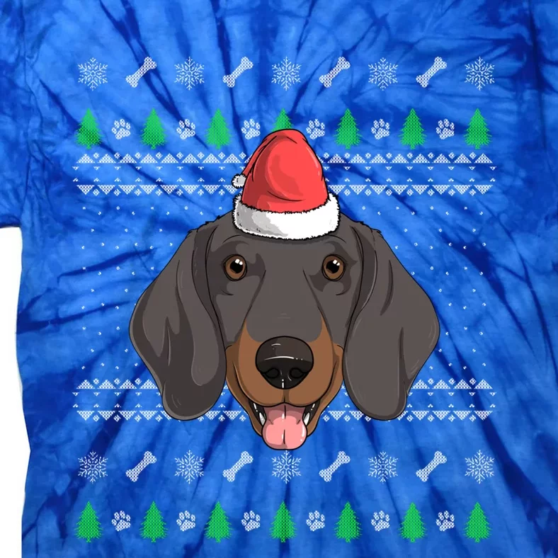 Dachshund Dog Santa Claus Ugly Christmas Xmas Holiday Doxie Gift Tie-Dye T-Shirt