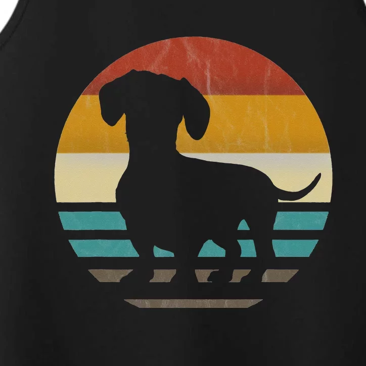 Dachshund Dachshund Silhouette Dog retro gift Performance Tank