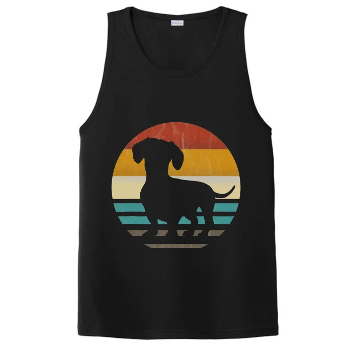 Dachshund Dachshund Silhouette Dog retro gift Performance Tank