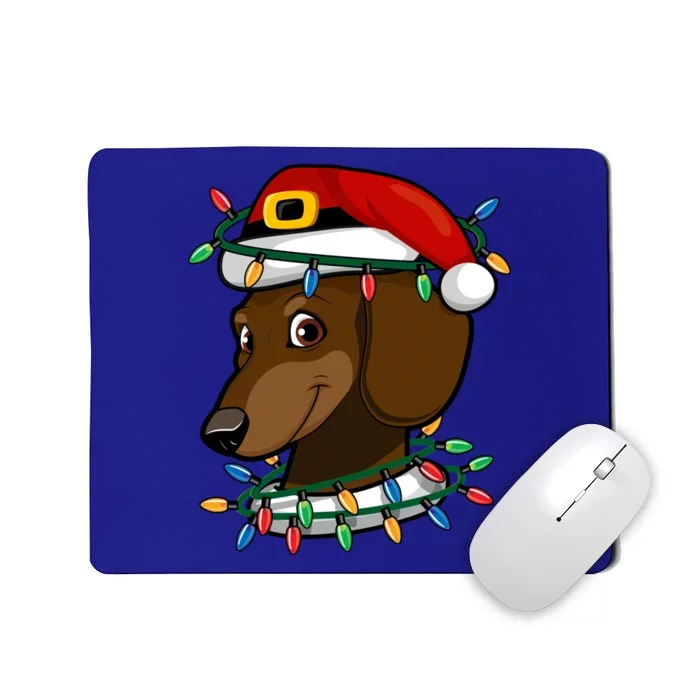 Dachshund Doxie Santa Christmas Pajama Top Xmas Lights Funny Gift Mousepad