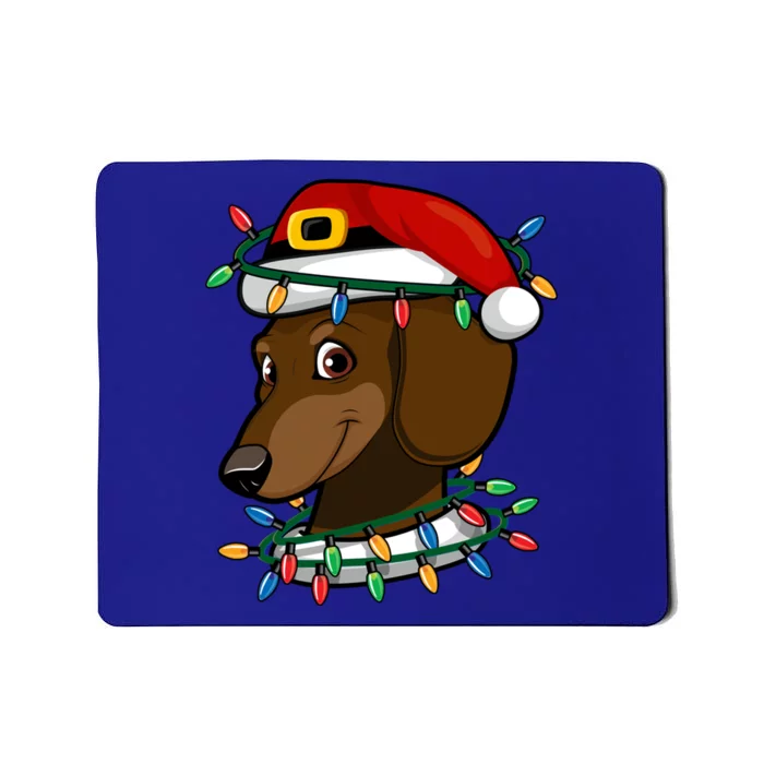 Dachshund Doxie Santa Christmas Pajama Top Xmas Lights Funny Gift Mousepad