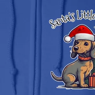 Dachshund Doxie SantaS Little Yelper Christmas Funny Gift Full Zip Hoodie