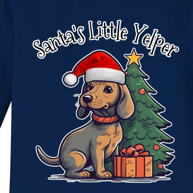 Dachshund Doxie SantaS Little Yelper Christmas Funny Gift Baby Long Sleeve Bodysuit