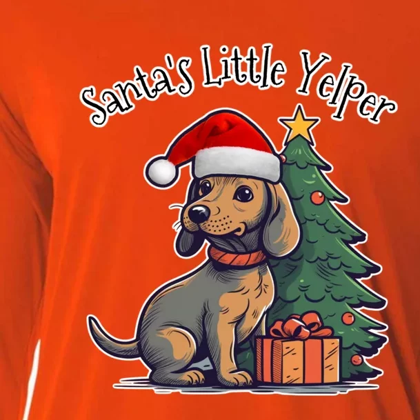 Dachshund Doxie SantaS Little Yelper Christmas Great Gift Cooling Performance Long Sleeve Crew