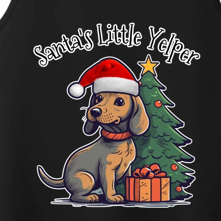 Dachshund Doxie SantaS Little Yelper Christmas Great Gift Performance Tank