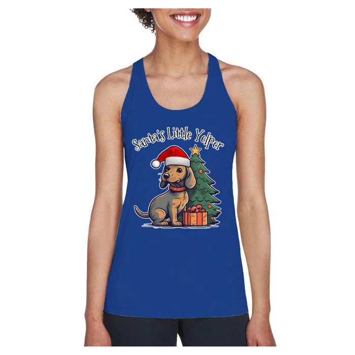 Dachshund Doxie SantaS Little Yelper Christmas Great Gift Women's Racerback Tank