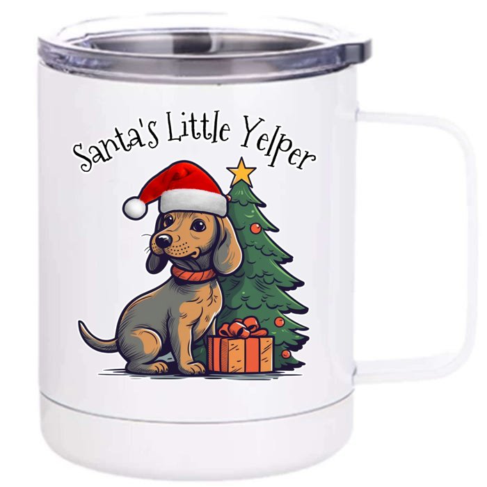 Dachshund Doxie SantaS Little Yelper Christmas Great Gift Front & Back 12oz Stainless Steel Tumbler Cup