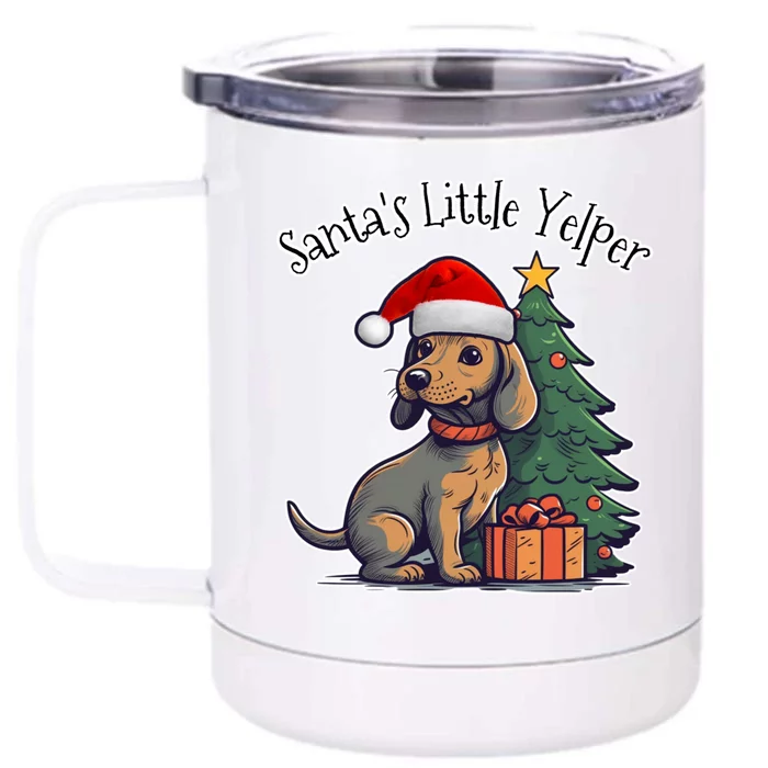 Dachshund Doxie SantaS Little Yelper Christmas Great Gift Front & Back 12oz Stainless Steel Tumbler Cup