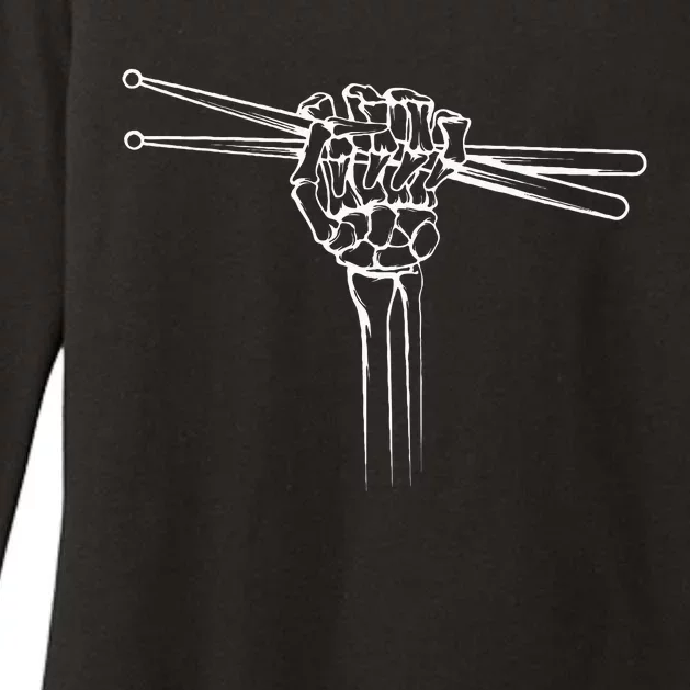 Drummer Drum Sticks Skeleton Hand Horns Womens CVC Long Sleeve Shirt