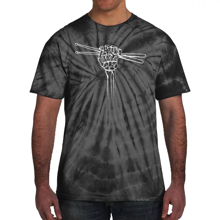 Drummer Drum Sticks Skeleton Hand Horns Tie-Dye T-Shirt