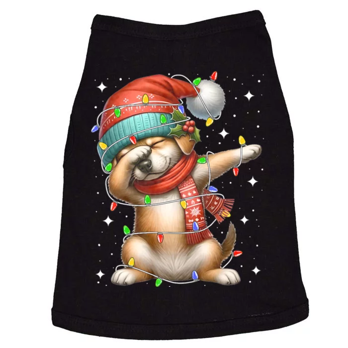 Dabbing Dog Santa Hat Christmas Lights Doggie Tank