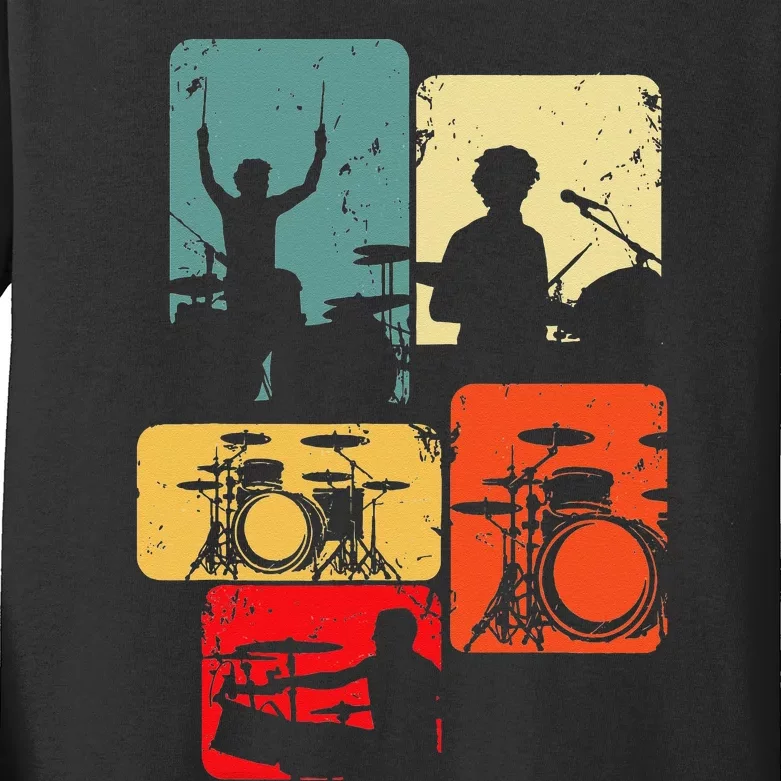 Drummer Drum Sticks Kids Long Sleeve Shirt