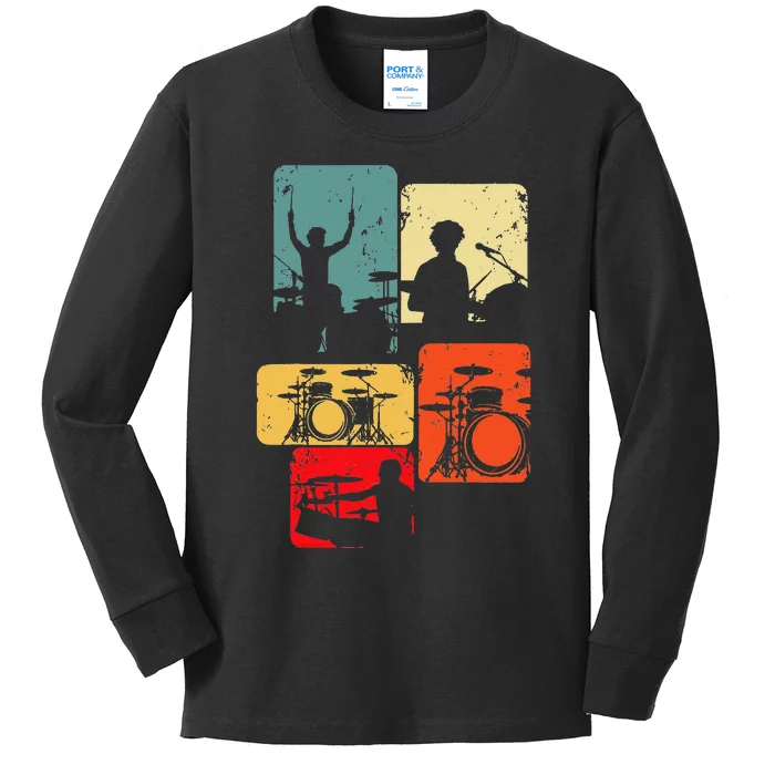 Drummer Drum Sticks Kids Long Sleeve Shirt