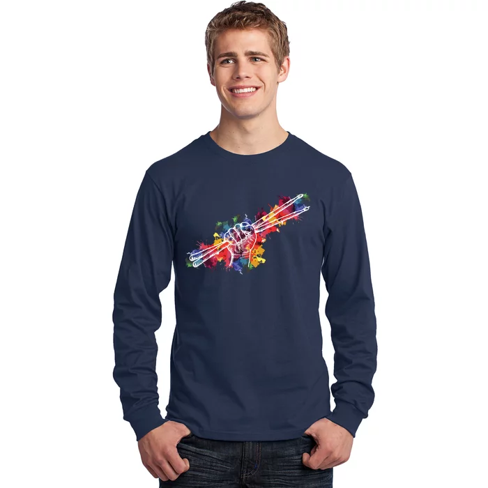 Drummer Drum Set Drumsticks Long Sleeve Shirt