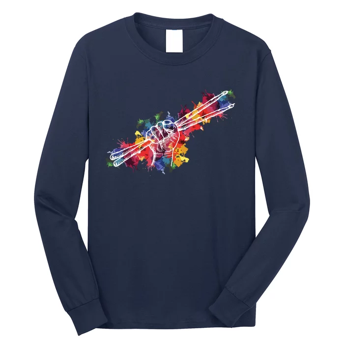 Drummer Drum Set Drumsticks Long Sleeve Shirt