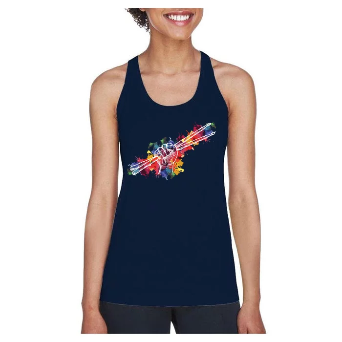 Drummer Drum Set Drumsticks Women's Racerback Tank