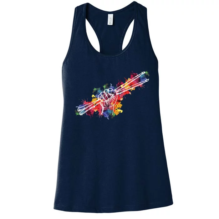 Drummer Drum Set Drumsticks Women's Racerback Tank