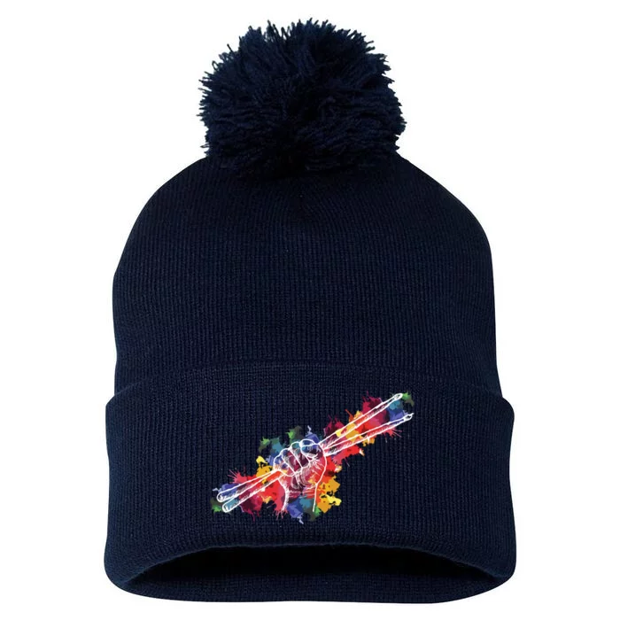 Drummer Drum Set Drumsticks Pom Pom 12in Knit Beanie