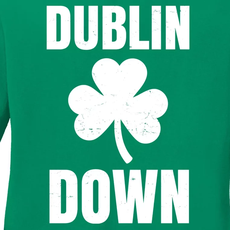 Dublin Down St Patricks Day Clover Ladies Long Sleeve Shirt