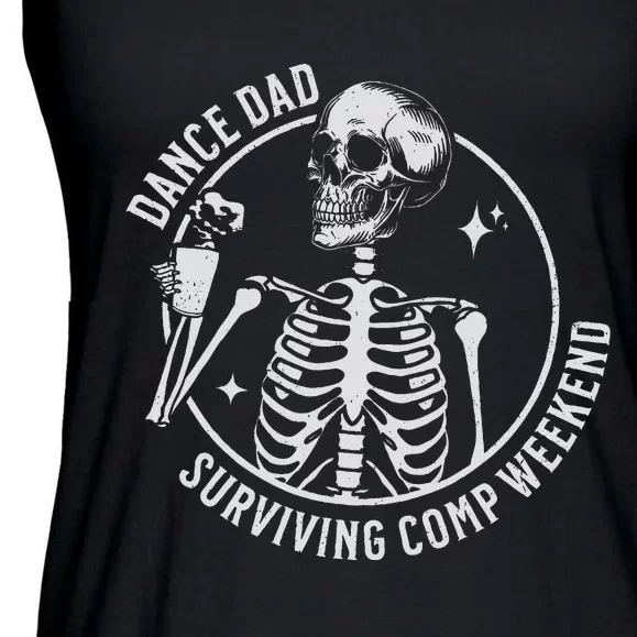 Dance Dad Surviving Comp Weekend Skeleton Coffee Ladies Essential Flowy Tank