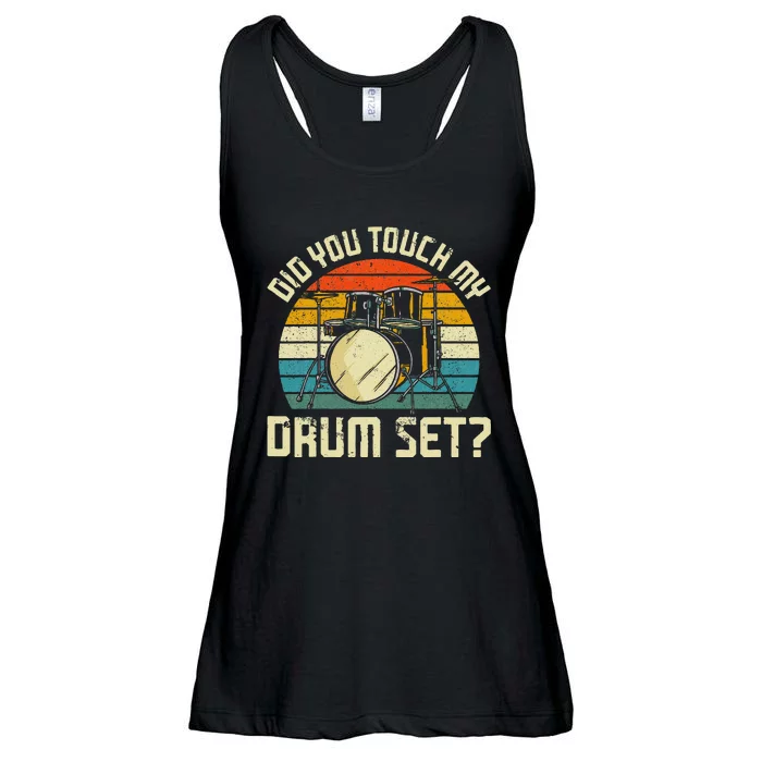 Drummer Drum Set Vintage Retro Did You Touch My Drum Set Ladies Essential Flowy Tank