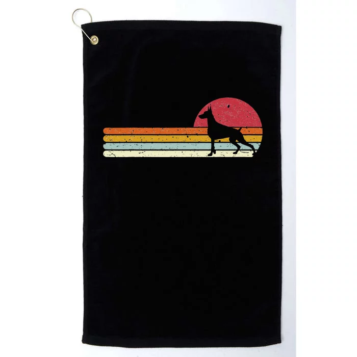 Dobie Doberman silhouette sunset for dog owners Platinum Collection Golf Towel