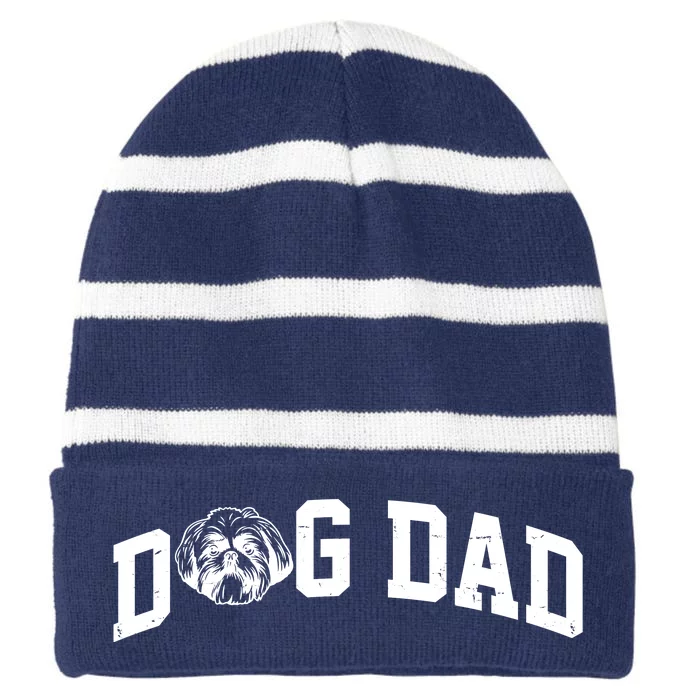 Dog Dad Shih Tzu Striped Beanie with Solid Band