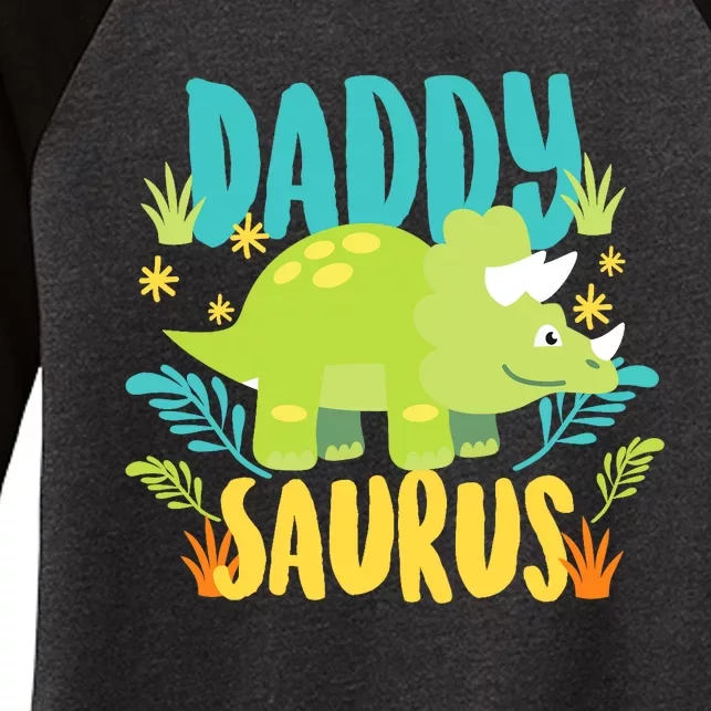 Daddy Dad Saurus Rex Dinosaur Dino for Father Women's Tri-Blend 3/4-Sleeve Raglan Shirt