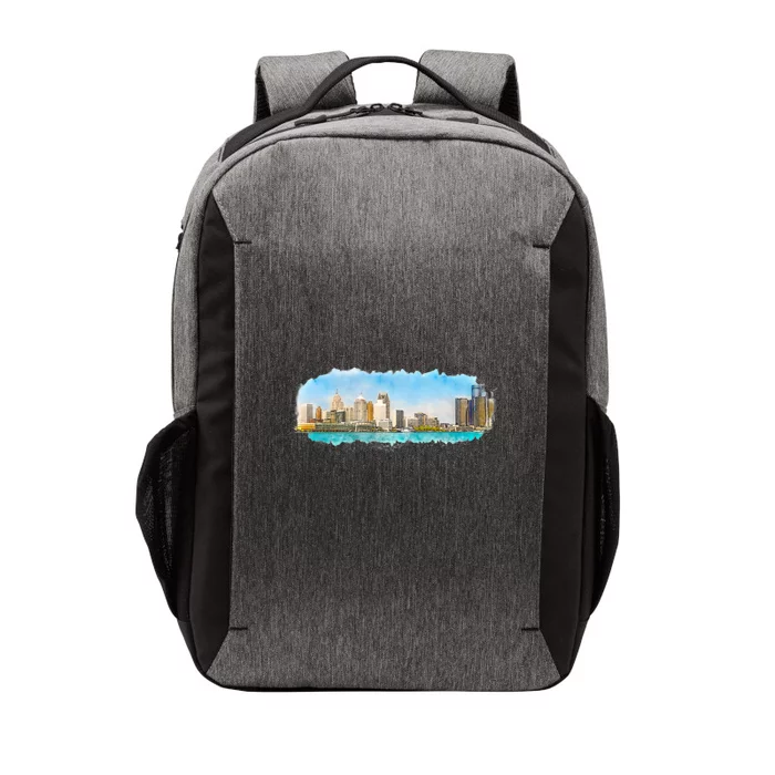 Downtown Detroit Skyline Watercolor Sketch Vector Backpack