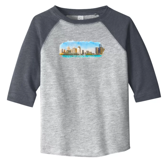 Downtown Detroit Skyline Watercolor Sketch Toddler Fine Jersey T-Shirt