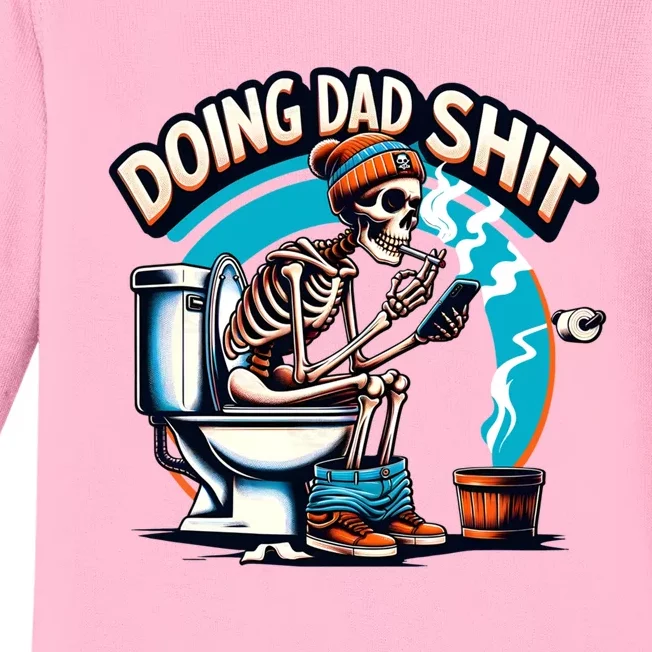 Doing Dad Shit Step Dad Skeleton Dad Joke Happy FatherS Day Cute Gift Baby Long Sleeve Bodysuit