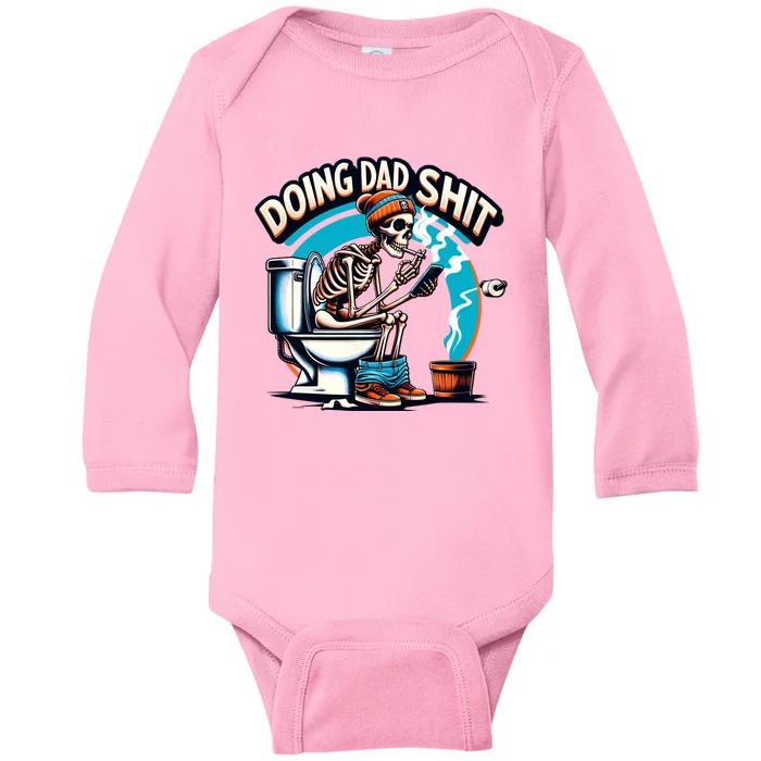 Doing Dad Shit Step Dad Skeleton Dad Joke Happy FatherS Day Cute Gift Baby Long Sleeve Bodysuit