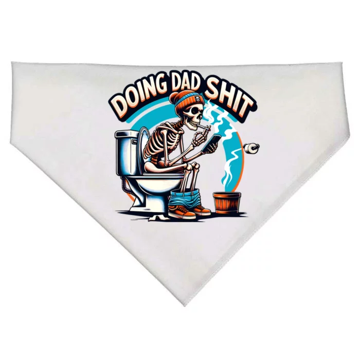 Doing Dad Shit Step Dad Skeleton Dad Joke Happy FatherS Day Cute Gift USA-Made Doggie Bandana