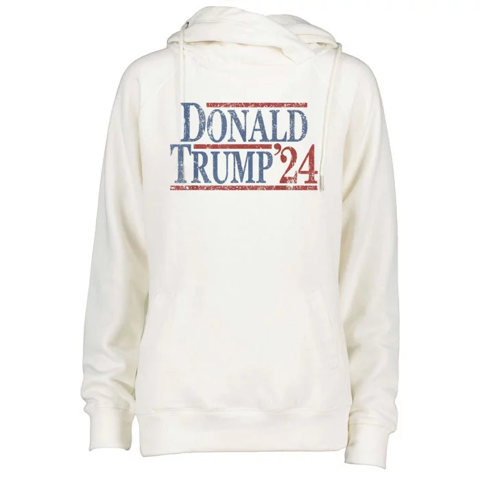 Distressed Donald Trump 2024 Tee Gift Womens Funnel Neck Pullover Hood