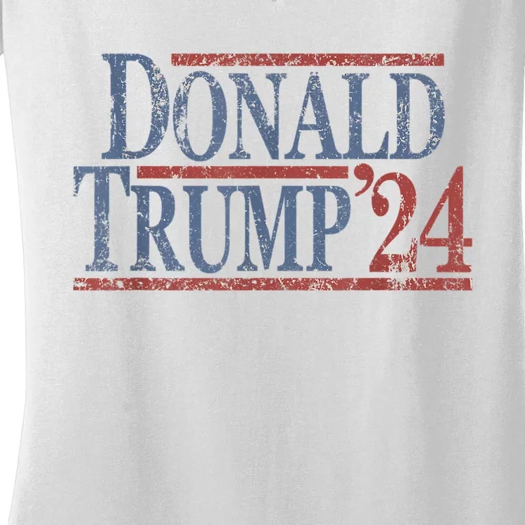 Distressed Donald Trump 2024 Tee Gift Women's V-Neck T-Shirt