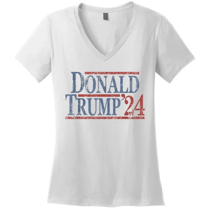 Distressed Donald Trump 2024 Tee Gift Women's V-Neck T-Shirt