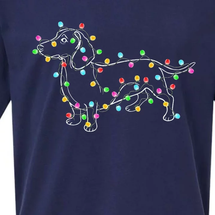 Dachshund Dogs Tree Christmas Sweater Xmas Gifts For Pet Dog Sueded Cloud Jersey T-Shirt